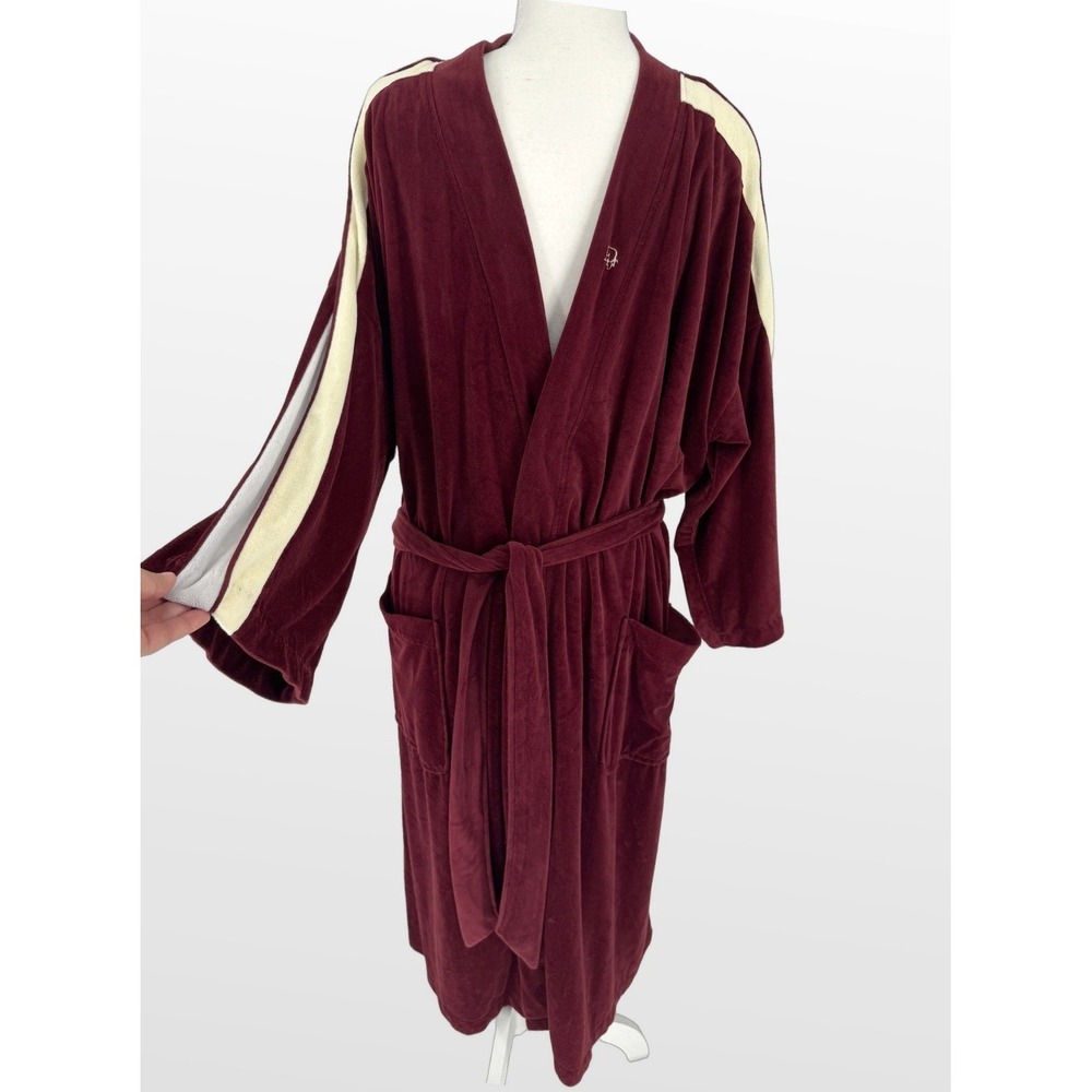 Vintage Y2K Christian Dior Monsieur Robe OS Burgundy Velour Racing Stripe Luxury
